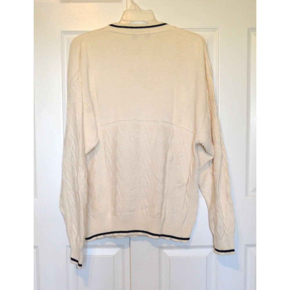 Andrew Rohan Sweater Mens 2XL Ivory w/ Blue Trim V-Neck Hanover College USA - Picture 6 of 16